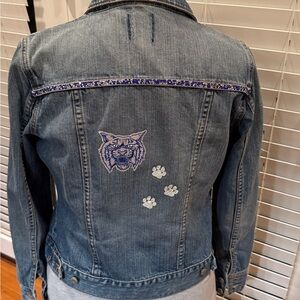 Custom Wildcat Denim Jacket Pawprint Rhinestones